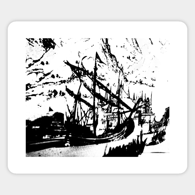 Abstract Pirate Ship Sticker by Korry